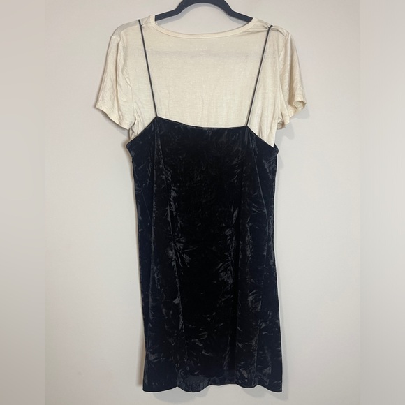 Kensie Womens Dress Size Medium Black and Cream T-Shirt Velvet Dress Y2K - Picture 5 of 9